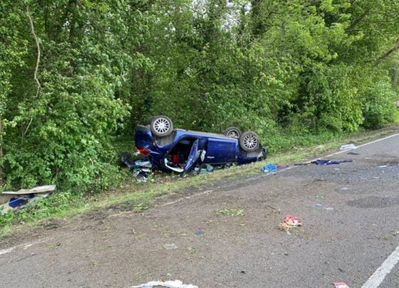 A18 closed by police after collision with tree