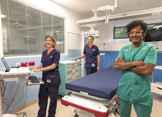 From left. Katy Mimpress, Matron of the Emergency Department; Fran Woolman, Deputy Matron of the Emergency Department; Sachin Mandalia, Clinical Lead for the Emergency Department