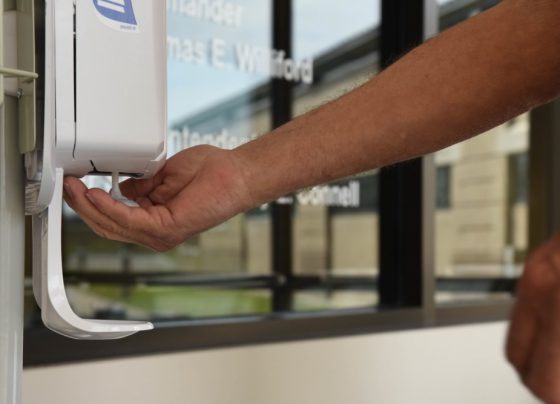 Disappointment over abuse of sanitiser station