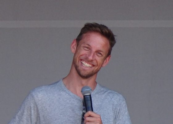 F1 champion Jenson Button smiling