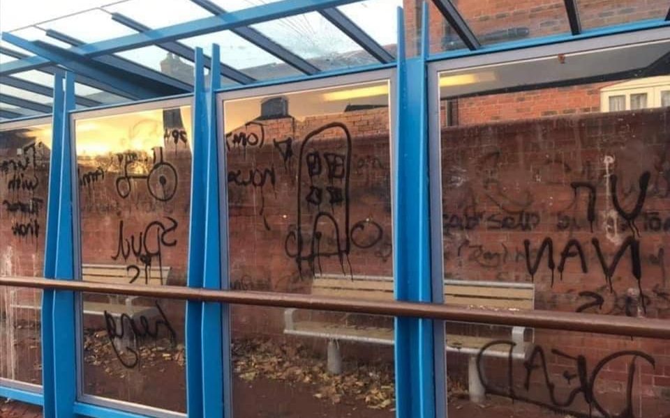 vandalised bus shelters